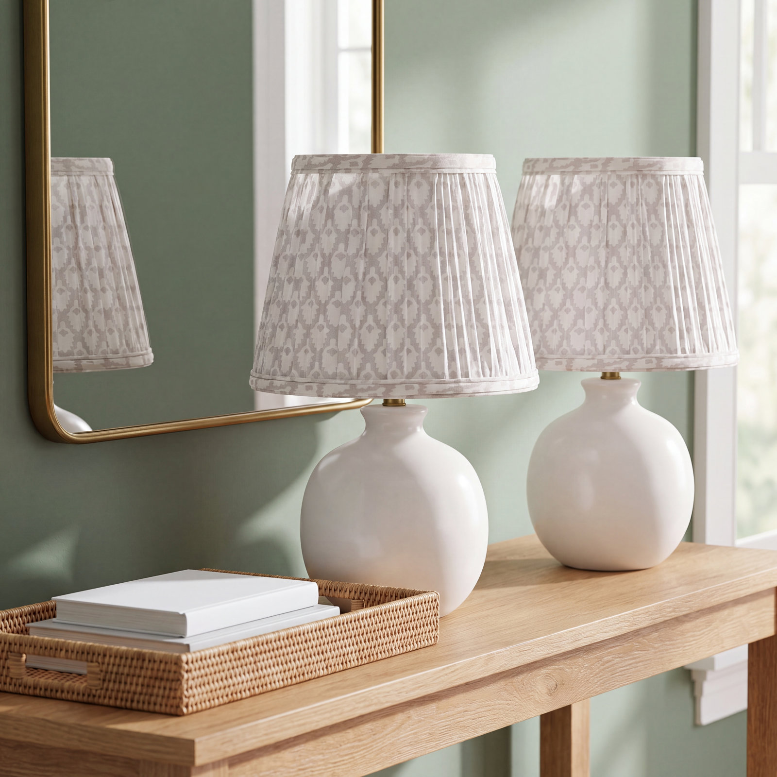 Empire Hardback Sconce Lamp Shade Set, Beige/White