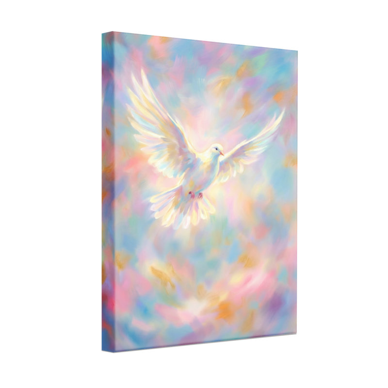 Abstrait, volant, colombe blanche, fond de ciel pastel, H 18 po x l 12 po
