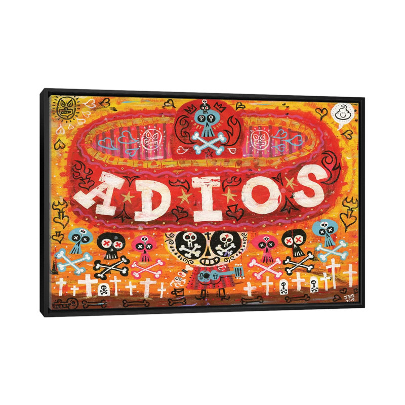 «Adios Amigos», impression sur toile, H 18 po x l 26 po x P 1,5 po, Toile avec cadre noir, Pas de tapis