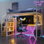 Lit mezzanine en métal avec poste de travail intégré, garde-robe, escalier de rangement et DEL-954094778-954094776