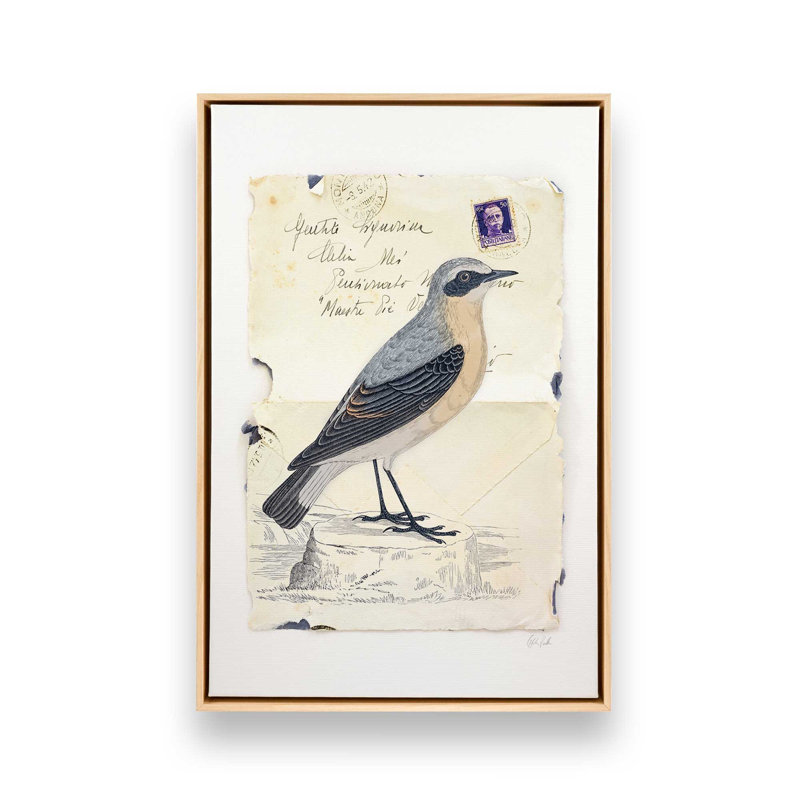 «Wheatear» par Deborah Revell, reproduction d'art, Tanné, H 40 po x l 30 po, Cadre flottant