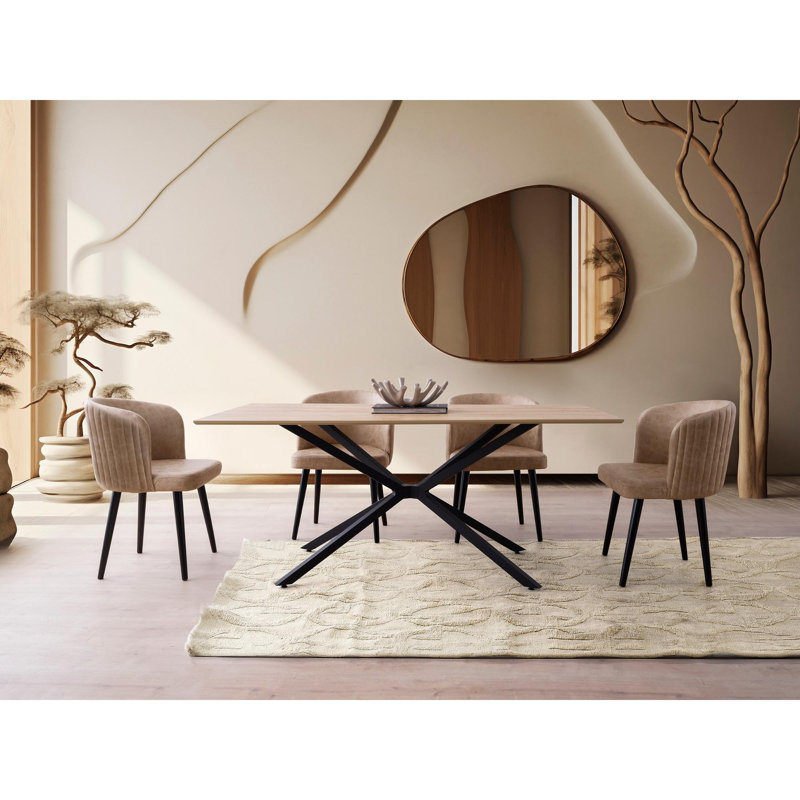 Table de salle à manger élégante en chêne avec pieds en fer, 70,9 x 31,1 x 31,1 pouces | Fabrication durable en 100% bois aggloméré | Supporte jusqu'à 220 lb | Parfait pour les salles à manger et les rassemblements | Conception élégante et robuste