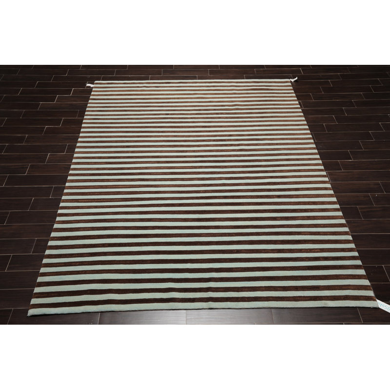 Tapis brun noué à la main de conception unique 8 pi x 10 pi Galante