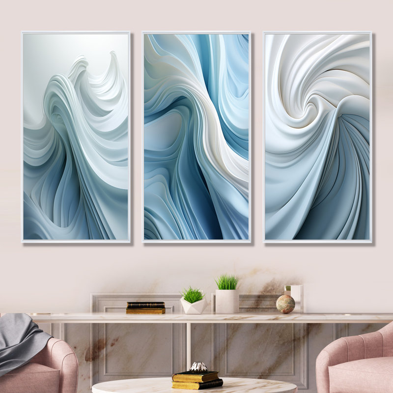 3 pièces d'art mural collage - Cita, H 28 po x l 36 po, Cadre flottant blanc