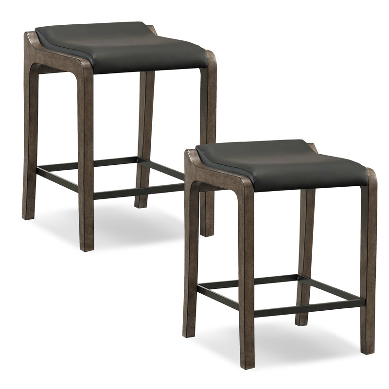 Tabouret de comptoir rembourré 27,5 po, Pierre grise, Noir