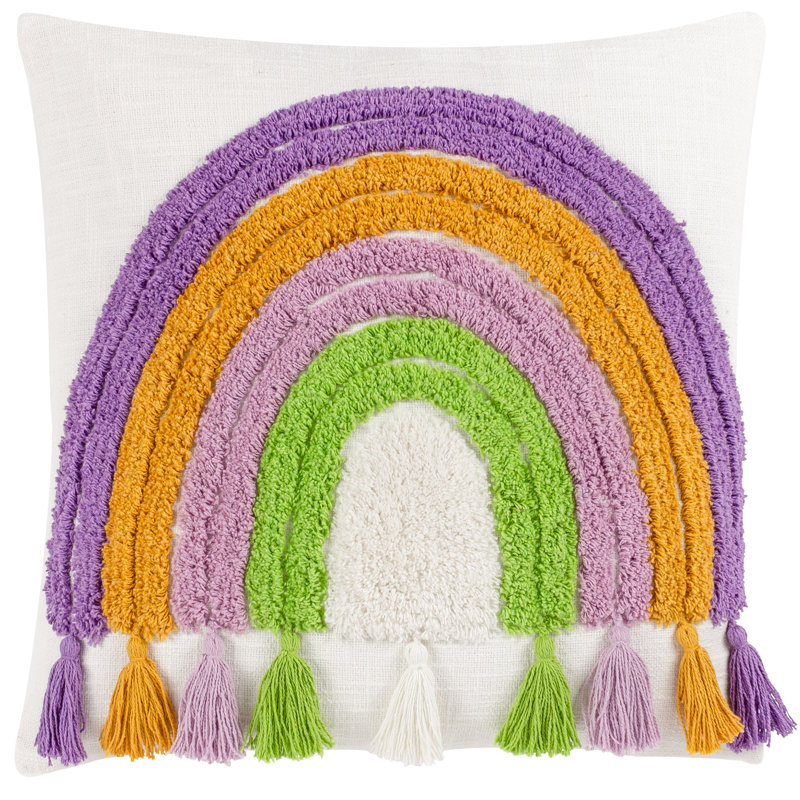 Rainbow Tassels Square Throw Pillow Cover