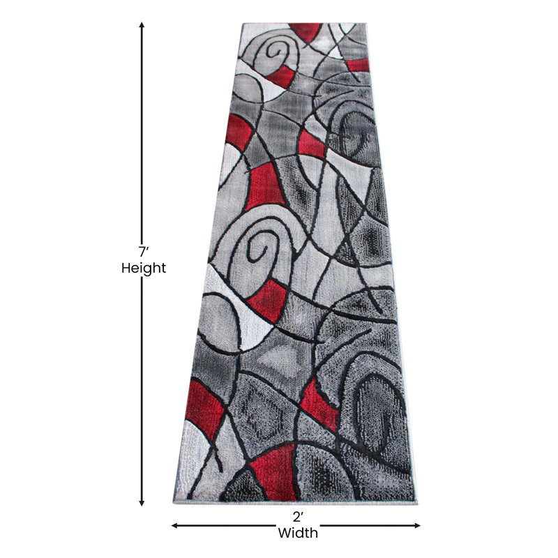 Sioar Modern Abstract Pattern Olefin Accent Area Rug, Runner 2' x 7'
