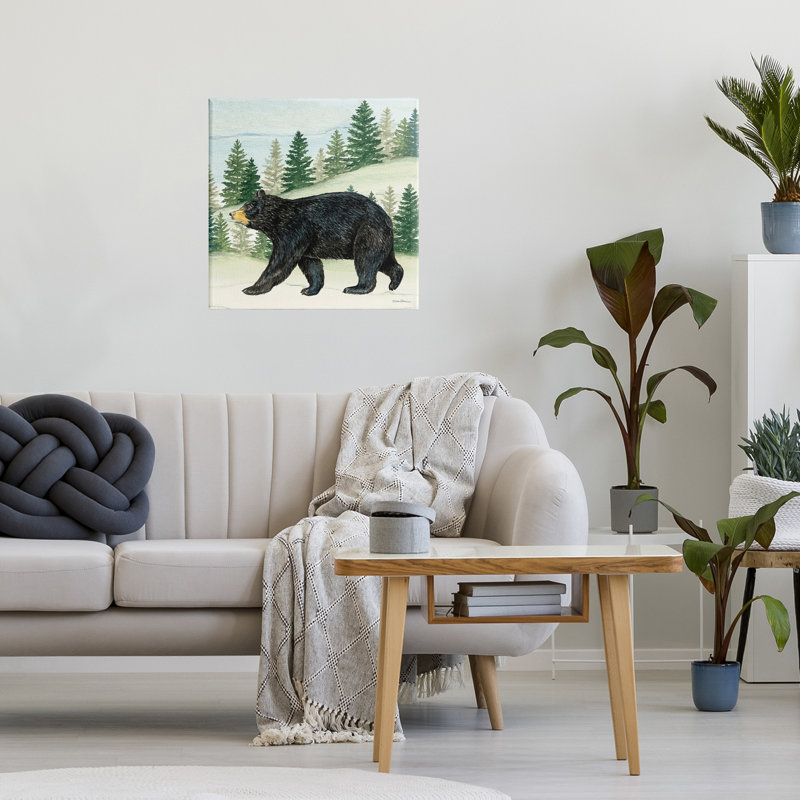 Ours noir sur toile en bois, conception par Deb Strain, H 17 po x l 17 po