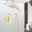 Golden Ceiling Mounted Shower With 10" Head & Handheld - Brass, Brings Natural Rainfall Experience, Self-cleaning Nozzle, Suits To American Standard Pipe Connections System In Gold Color Handheld,-118034668