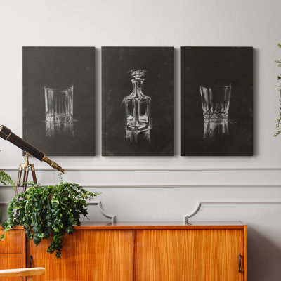 Crystal Barware VII - ensemble de 3 peintures sur toile tendue