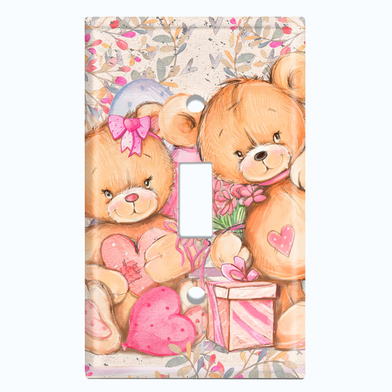 Plaque murale interrupteur à bascule Teddy Bears Birthday Love Hearts