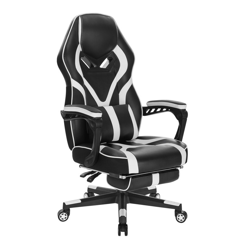 Inbox Zero Reclining and Adjustable Height PC & Racing Game Chair in Black, White