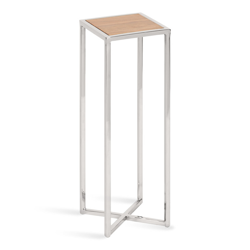 Marisol End Table, Brown Wood Top/Silver Base