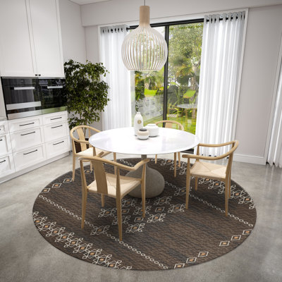 Tapis brun / blanc Anbar tissé à la machine