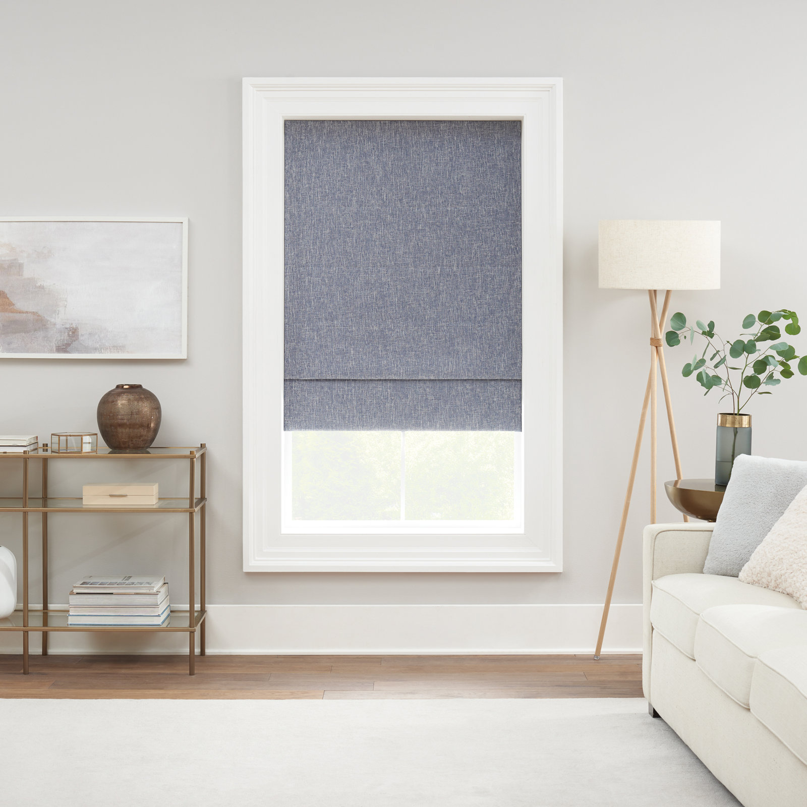 Eclipse Drew Blackout Roman Shade, 36"W x 64"L, Blue