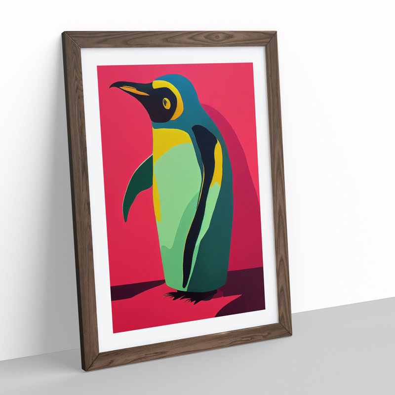 Penguin Abstract No.8 - Wall Art, 34cm H x 25cm W, Walnut Frame