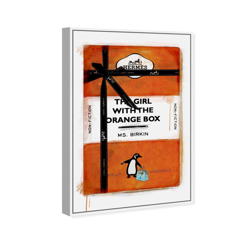 «The Girl with the Orange Box», impression sur toile, H 15 po x l 10 po, Cadre blanc