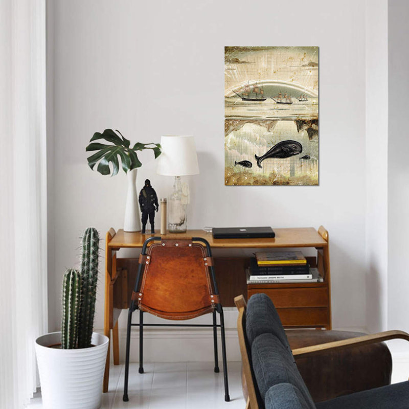 « paper baleine », reproduction d’impression sur toile, H 26 po x l 18 po x P 1,5 po, Toile tendue, Pas de tapis