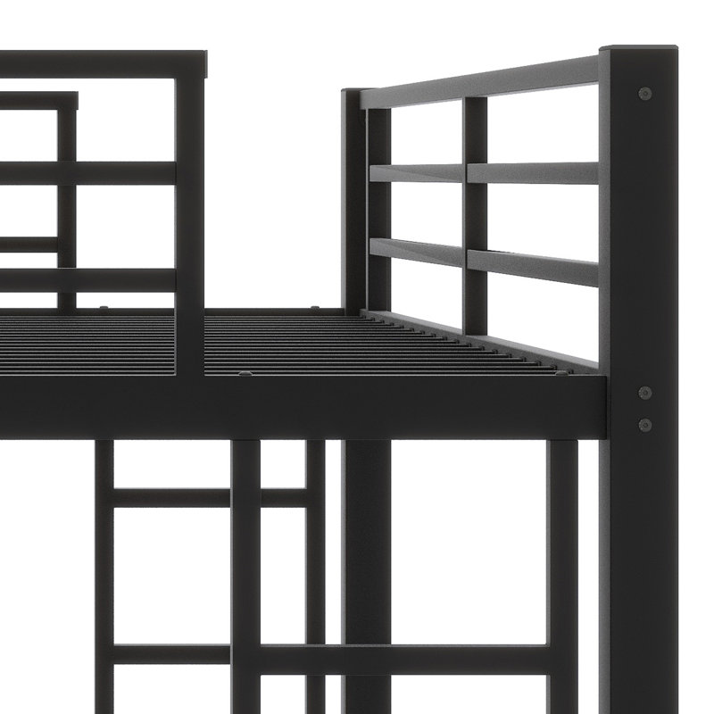 Lit mezzanine surélevé avec garde-corps robustes et échelle conviviale