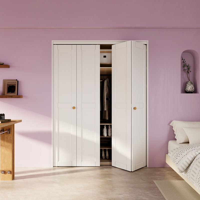 Porte pliante 80H à panneau en bois massif avec quincaillerie d'installation, 60 po x 80 po