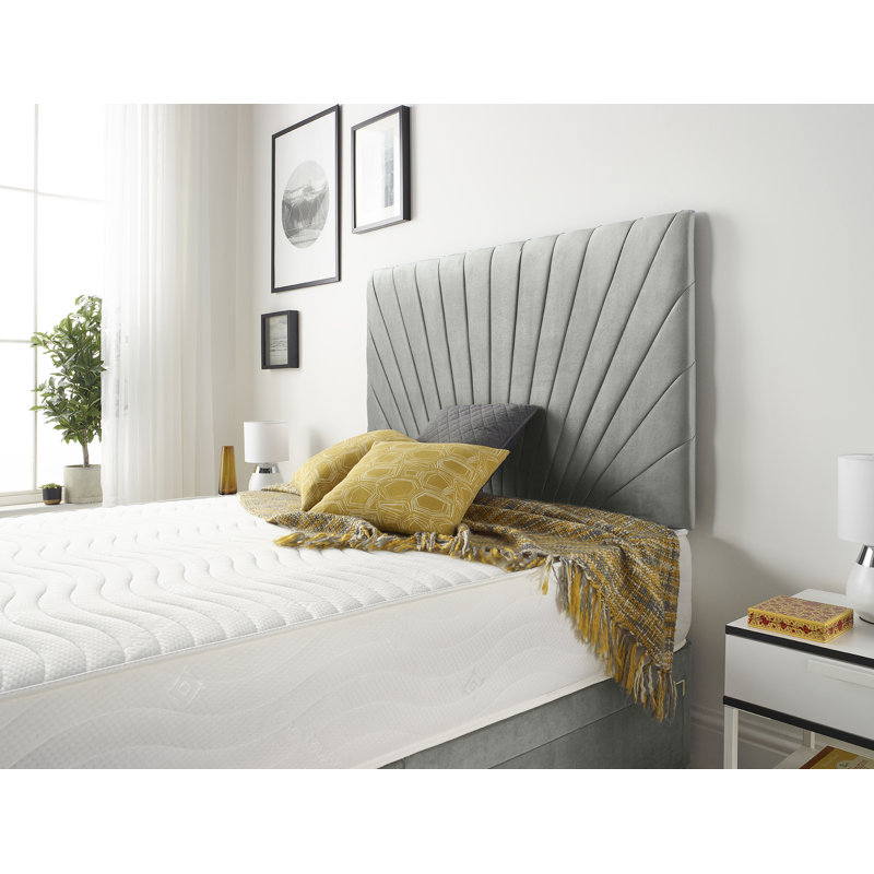 SantaMarina Tweed Fabric Divan Bed with Open Coil Memory Foam Mattress No Headboard, Single (3'), Grey, 2 Drawers