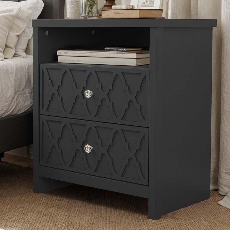 Chessani 26.8" 2 Drawer Nightstand, Black, Individual