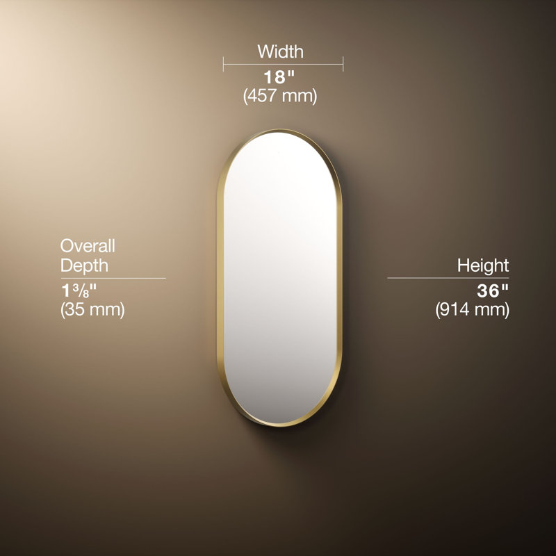 Essential Decorative Bathroom / Vanity Mirror, Moderne Brushed Gold, 36" x 18"