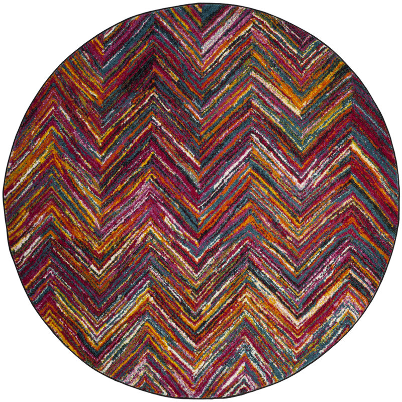 Miley Performance Chevron Rug, Round 6'7"