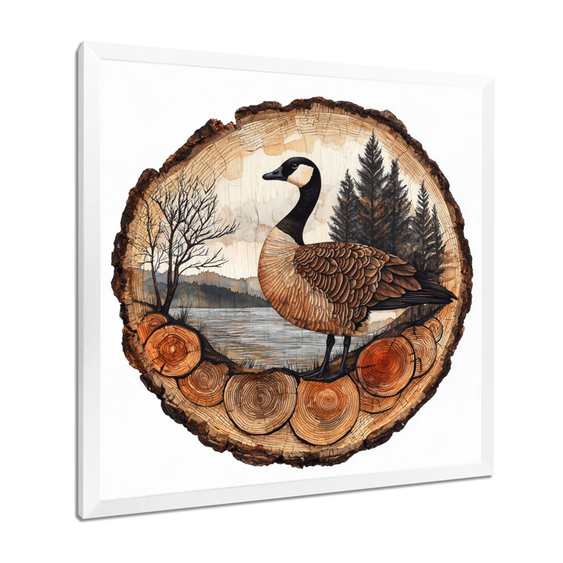 Oie canadienne d'automne Graziose au bord du lac III, H 16 po x l 16 po, Reproduction encadrée d'une seule photo, Blanc
