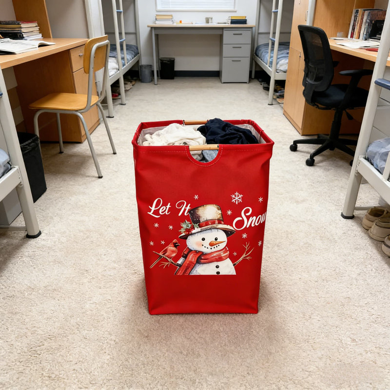 Panier à linge pliable avec poignées en bois - Panier de rangement en lin de coton grande capacité pour les vêtements, les jouets et l'organisation de la salle de bain