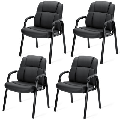 Stackable Faux Leather Seat Waiting Room Chair with Metal Frame