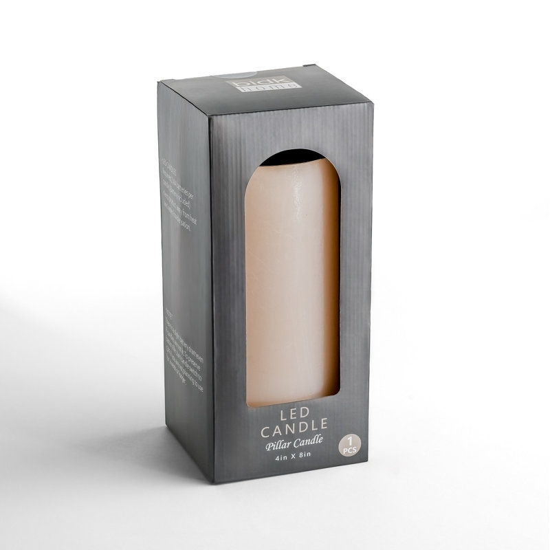 Large Champagne Flameless Pillar Candle, Pink