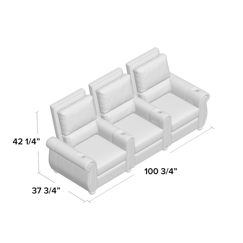 Canapé de cinéma maison Stallion XL200 (rangée de 3), Cerise luxueuse