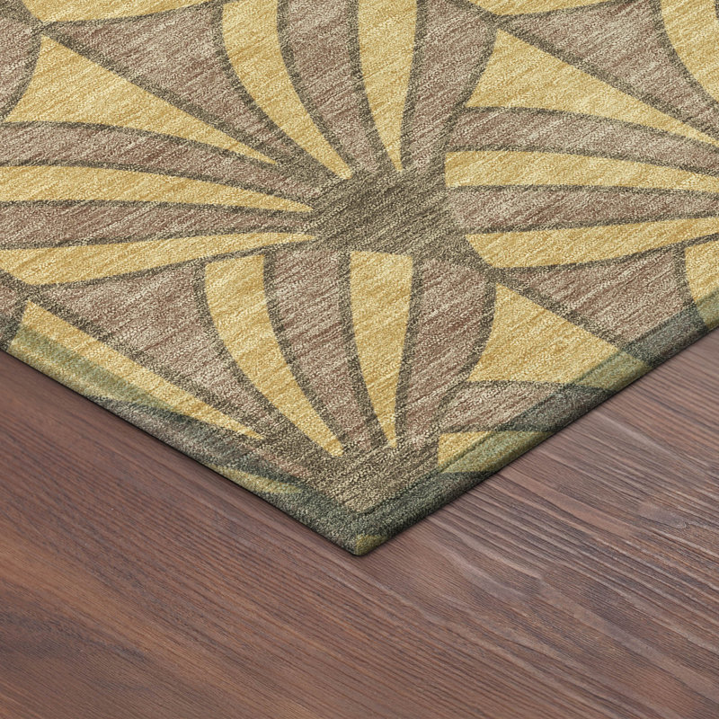 Tapis de style Mid-Century intérieur / extérieur lavable à la machine Lipman ACN2426, Rectangle 5 pi x 7 pi 6 po