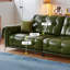 Canapé modulaire vert en cuir véritable-129181397