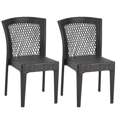 Chaises de patio empilables pour l'extérieur 2, -, 400 lb de soutien, structure en acier, toutes saisons, espace, facile, jardin, multi brun, salle à manger de 2 personnes, empilables, - PE et capacité, patio, balcon, toutes saisons