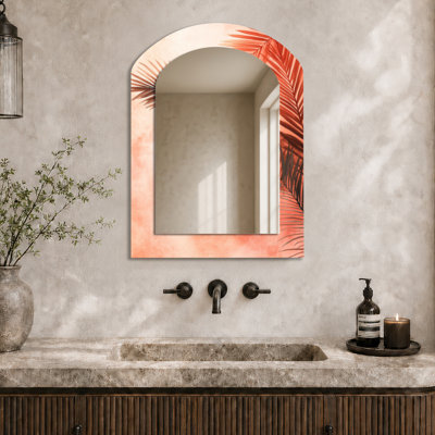 Miroir mural Boho - Terracotta Palm Vibes, impression métallique