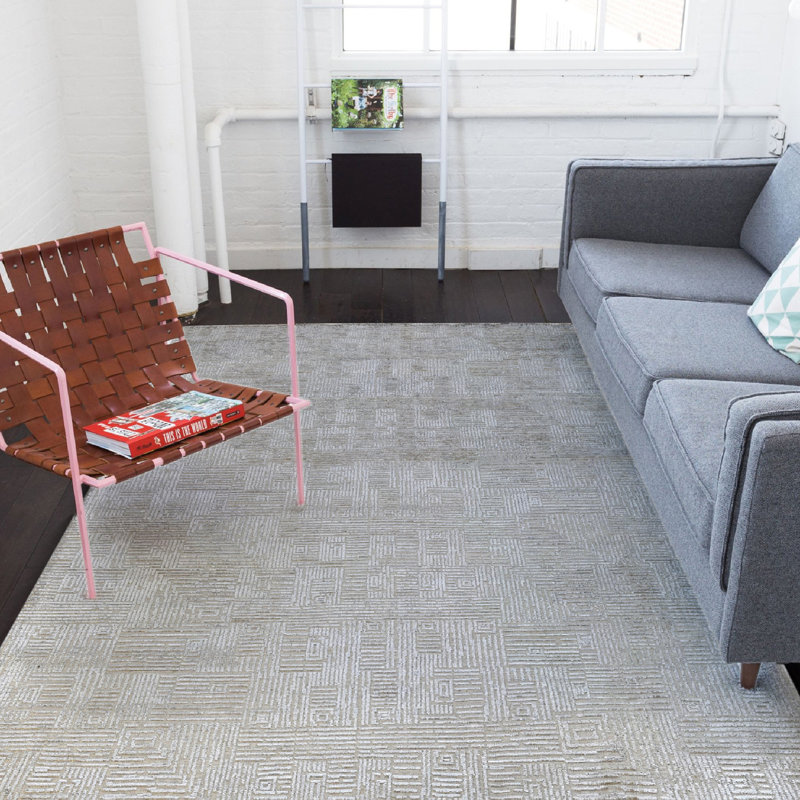 Tapis gris fait à la main Halesite, Rectangle de 10 pi x 14 pi