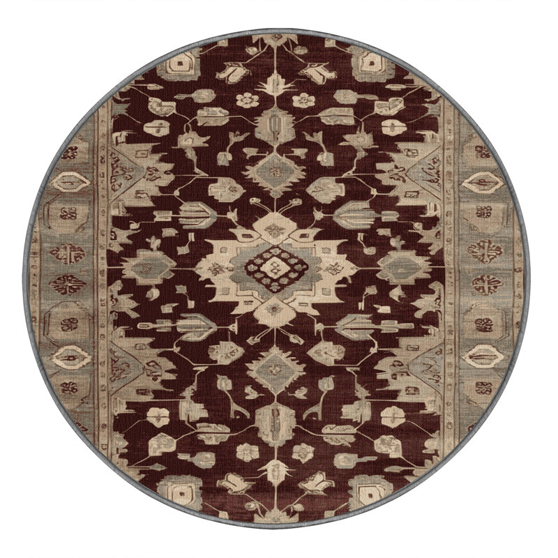 Tapis gris lavable à la machine, Rond 6 pi
