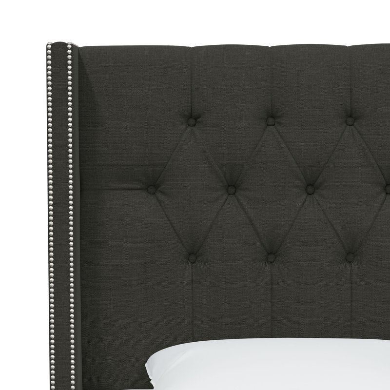 Lit tapissier standard Breckin, Lin ardoise classique, Simple