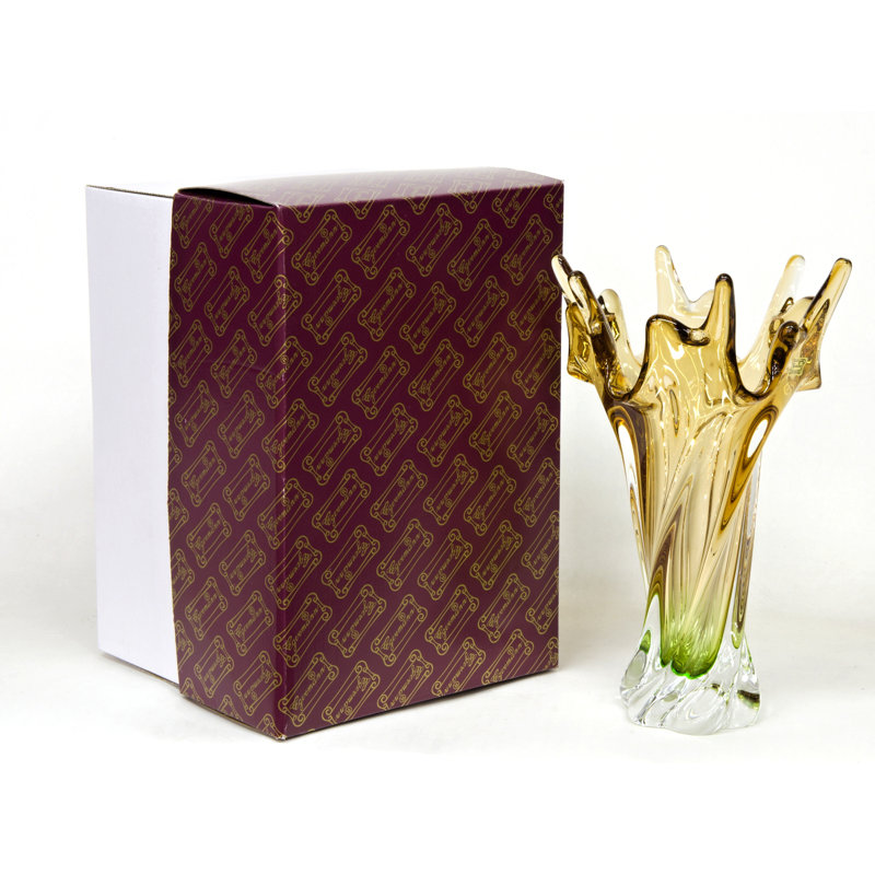 Wentworth Mansion Handmade Glass Table Vase, Green/Amber