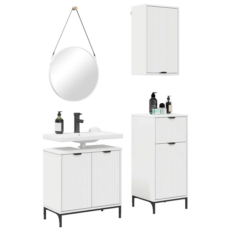 Wall Mounted Required Bathroom Storage Furniture Set, White
