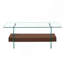 Table basse moderne 43,3 pouces à deux niveaux - Design élégant en verre transparent et bois foncé. Utilisation polyvalente comme table basse, table d'appoint ou présentoir-272255035