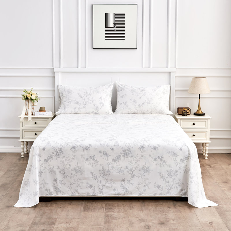 Ensemble de draps pour chambre d'amis 100% coton Barbet, Ensemble de draps pour lit simple avec un drap-hou, gris