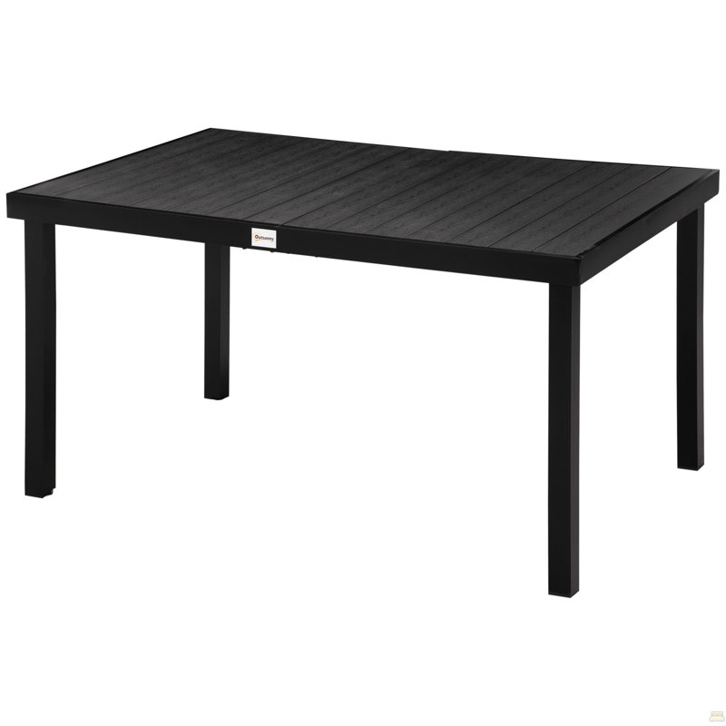Table de salle à manger d'extérieur pour 6 personnes, table de patio rectangulaire, pieds en aluminium