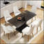 Table de salle à manger moderne en pierre artificielle noire avec pieds en X en métal, pouvant accueillir 6 personnes, parfaite pour les espaces contemporains-1054322247