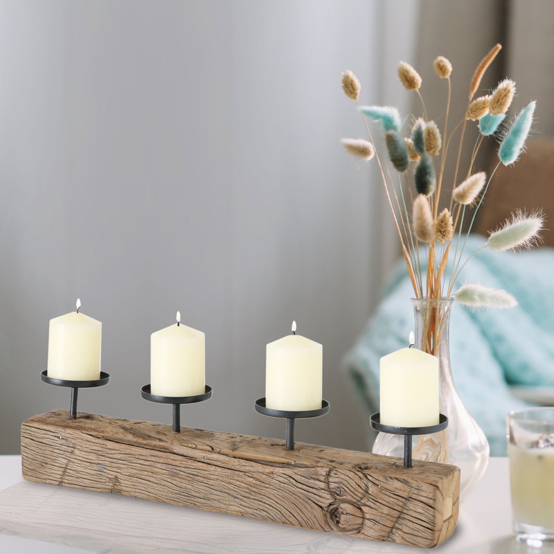 5'' H Solid Wood Tabletop Candelabra