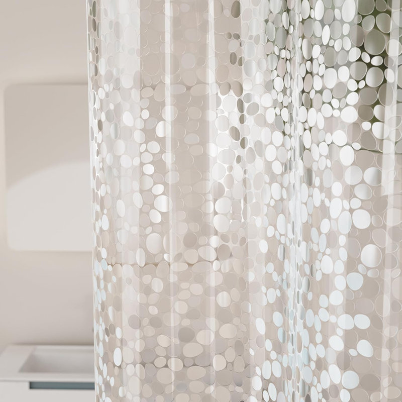 Clear PEVA Shower Curtain Liner With 3D Pebble Design, Waterproof Bathroom Shower Liner With Weighted Stones And Rust-Resistant Grommets