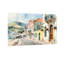 Scène d'aquarelle de ville côtière pittoresque-1101866919