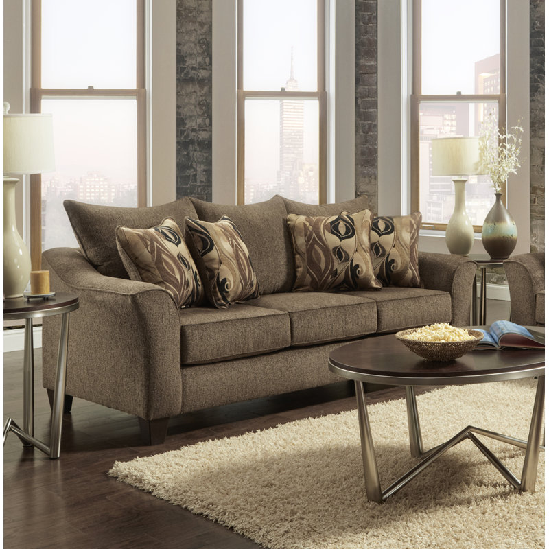 Rabelais Flared Arm Sofa, Brun, H 39 po x l 68 po x P 38 po
